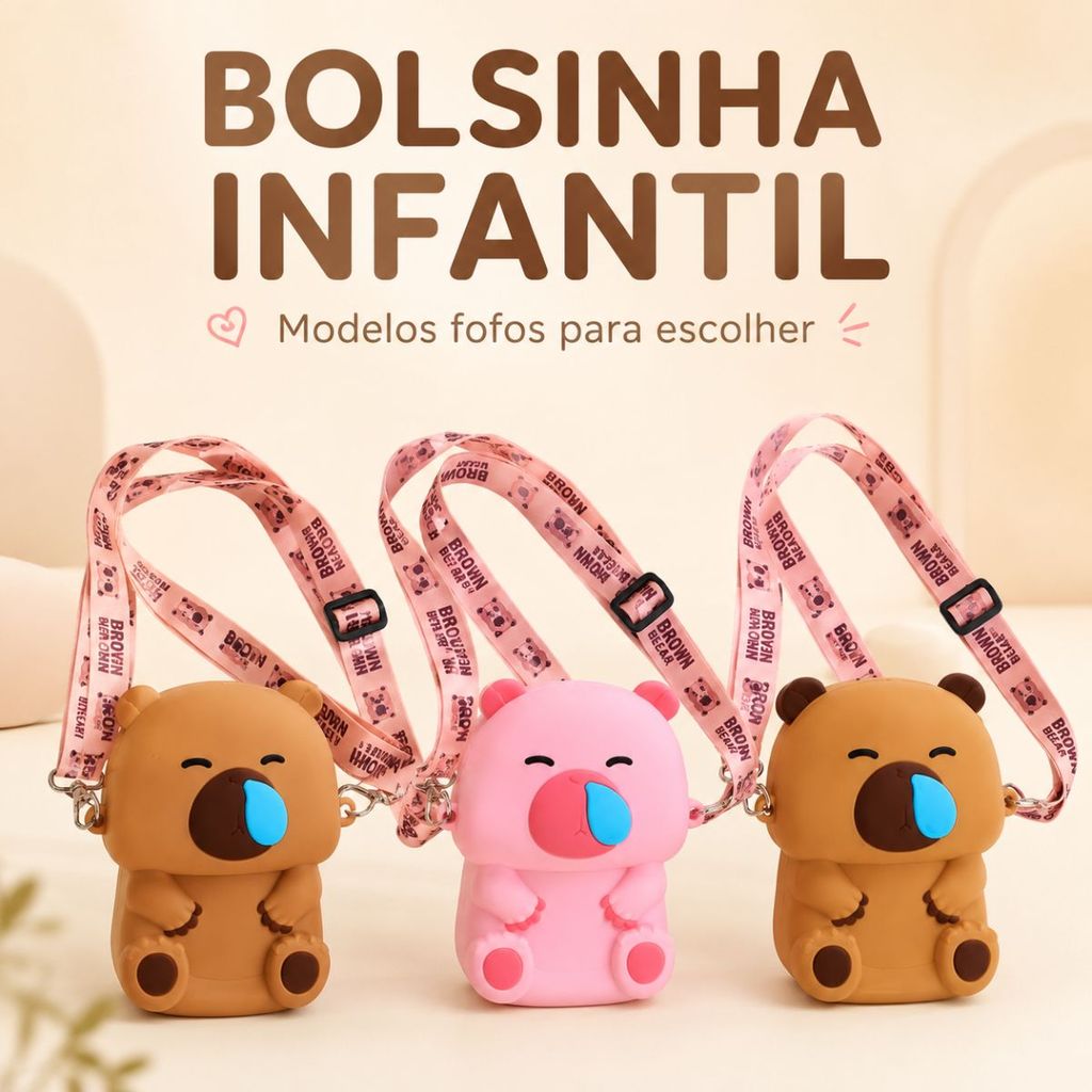 Bolsa Infantil De Silicone Capivara Cartoon com Al