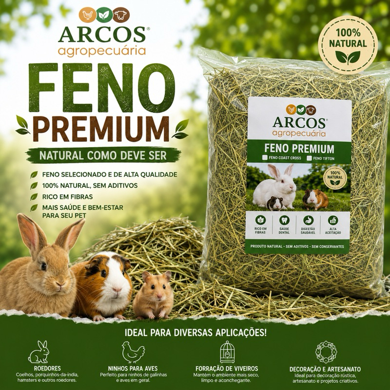 Feno Tifton para Coelho, porquinho da india, chinc