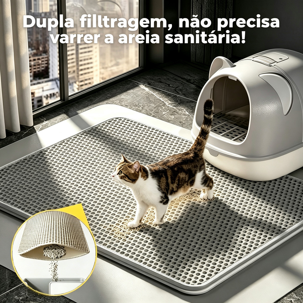 Tapete Coletor de Areia para Gato Dupla Camada Ant