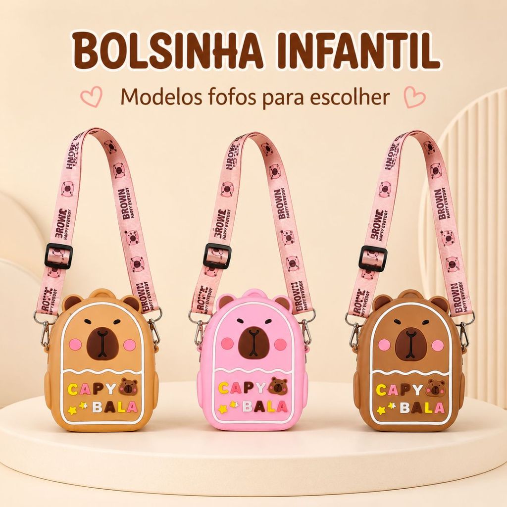Bolsinha Mini Infantil Capivara Capy bala Mochilin