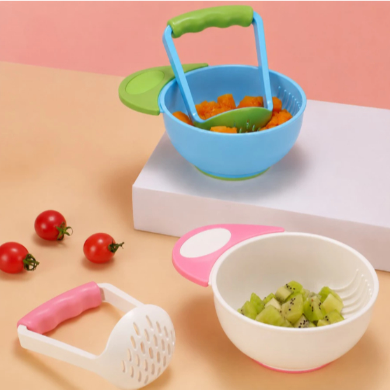 Pote de Papinha Bebê Com Amassador Frutas Legumes