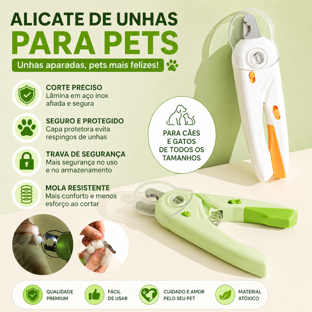 Cortador de unhas de cães e gatos, kit com alicat