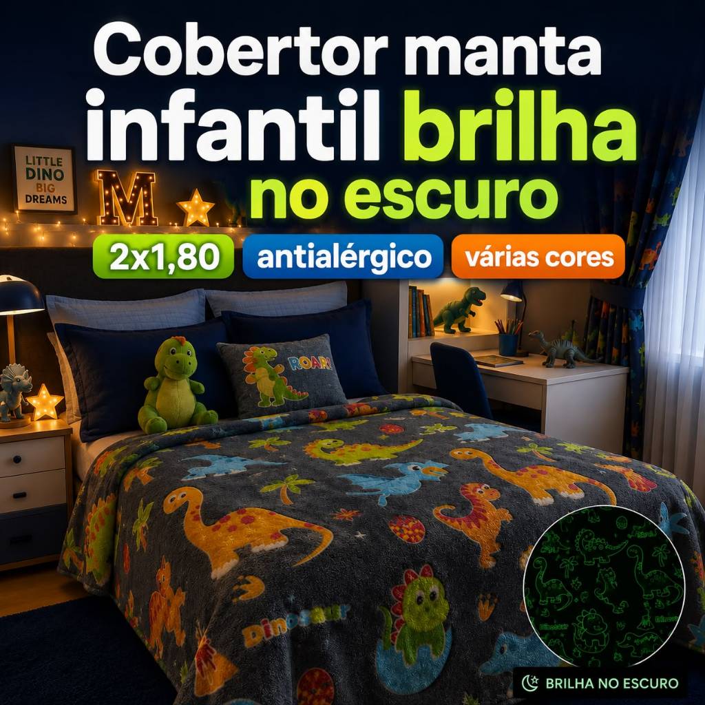 Cobertor Manta Infantil Brilha no Escuro 2,00×