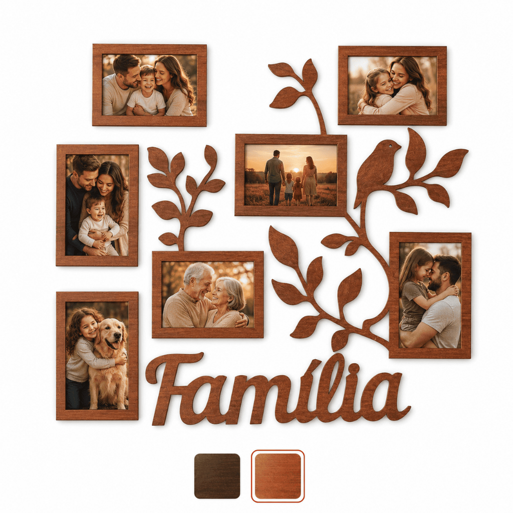 Quadro Porta Retrato Família MDF 7 Fotos Decorati