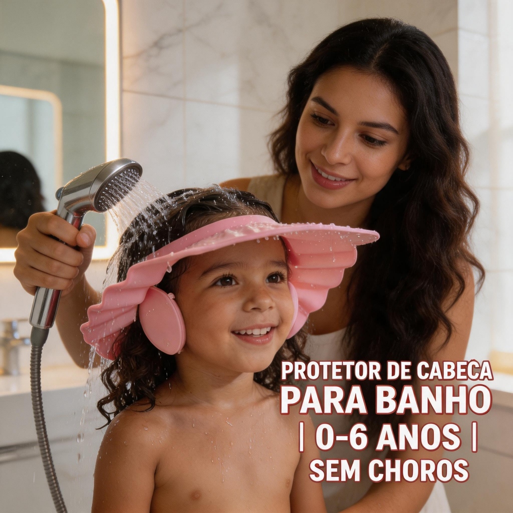 Chapéu de Banho Infantil: Protetor de Olhos e Ouv