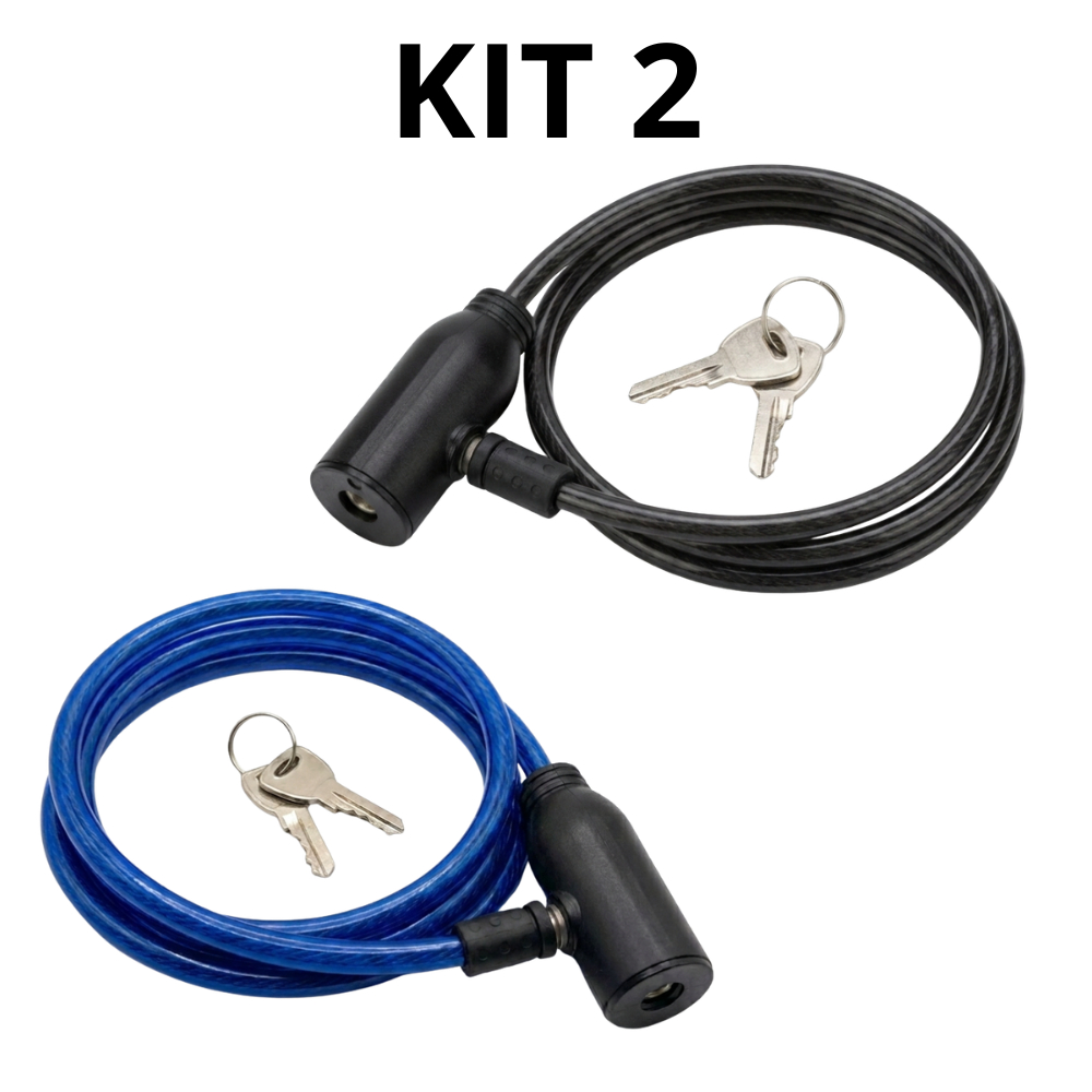 Kit 2 Cadeados Cabo Aço Flexível Antifurto Moto