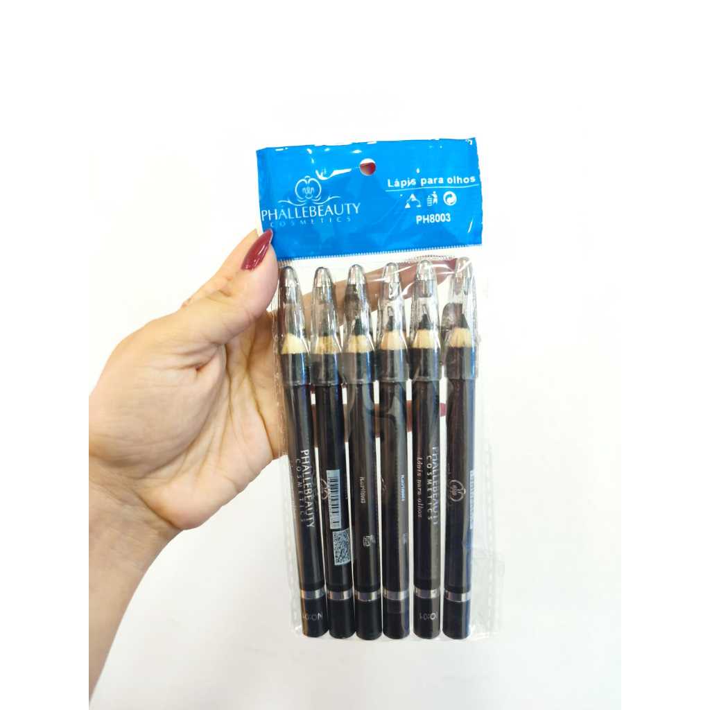 Kit com 6 Lapis de olho Preto com apontador Phalle