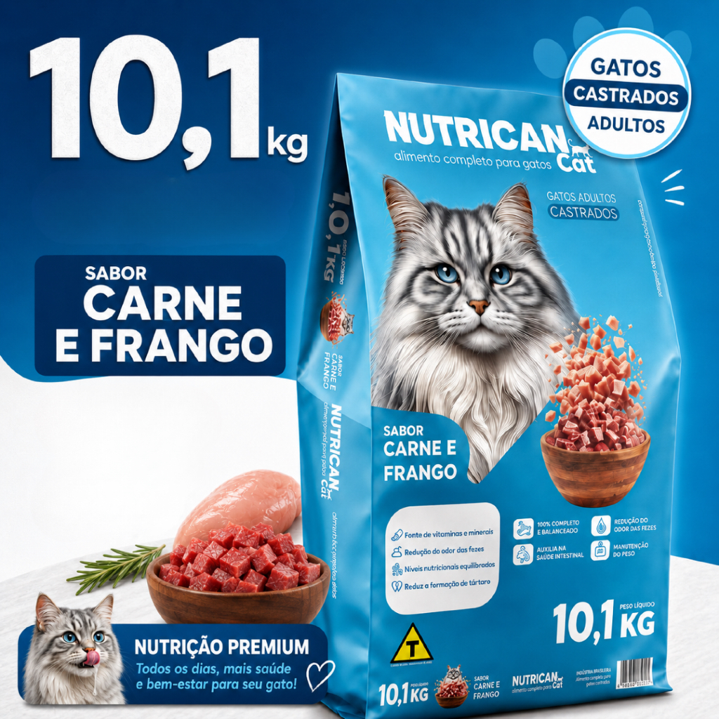 Ração Gato Castrado 10,1kg 28g Proteína Sabor C