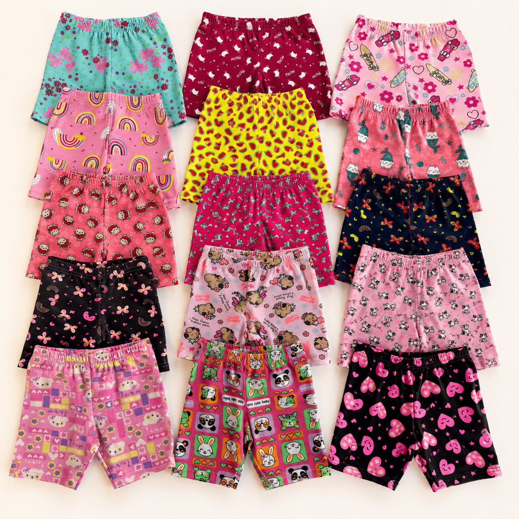 Bermudas Ciclista Infantil -Kit com  6 Peças R