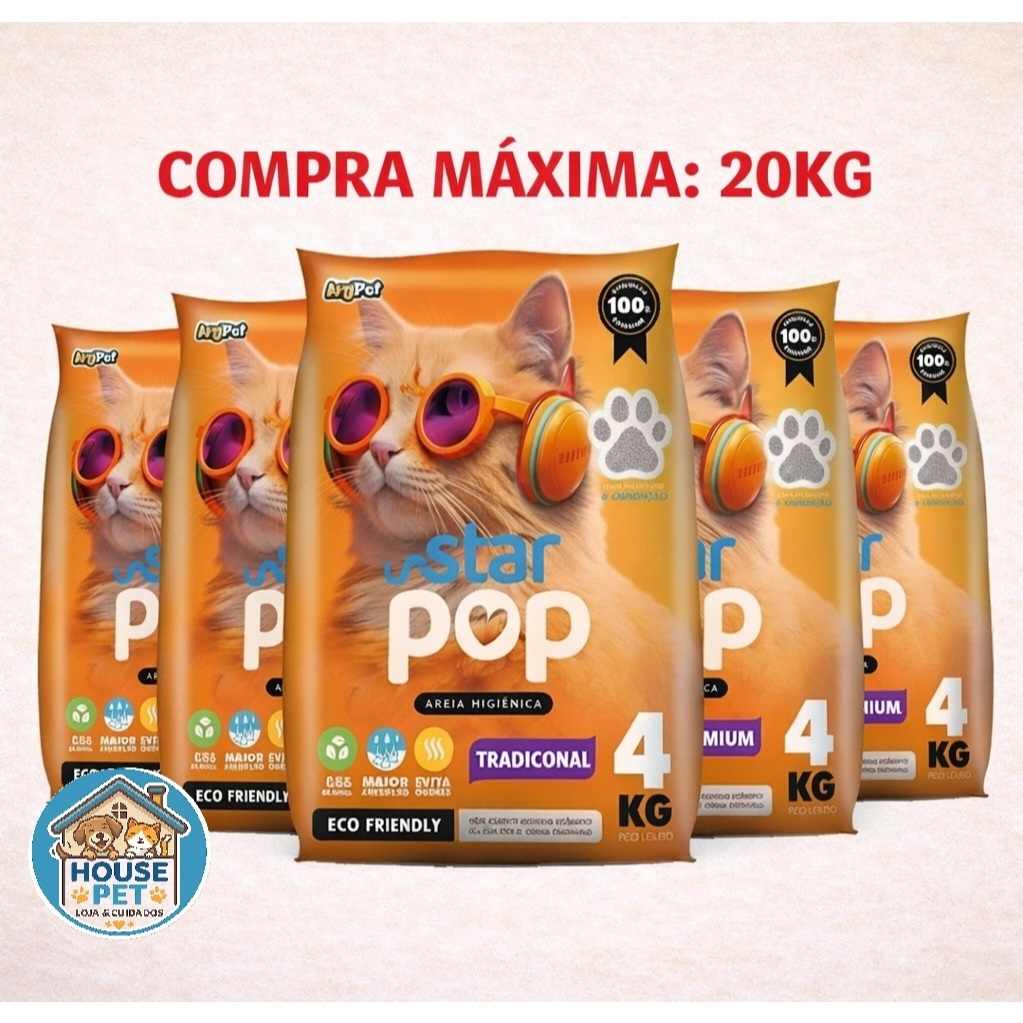 Star Pop Tradicional 20kg  Areia Sanitária para G