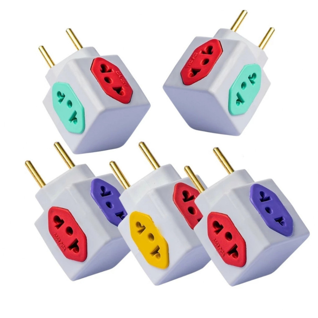 5 UNIDADES de Adaptadores de Tomada em Cubo 2 Pino