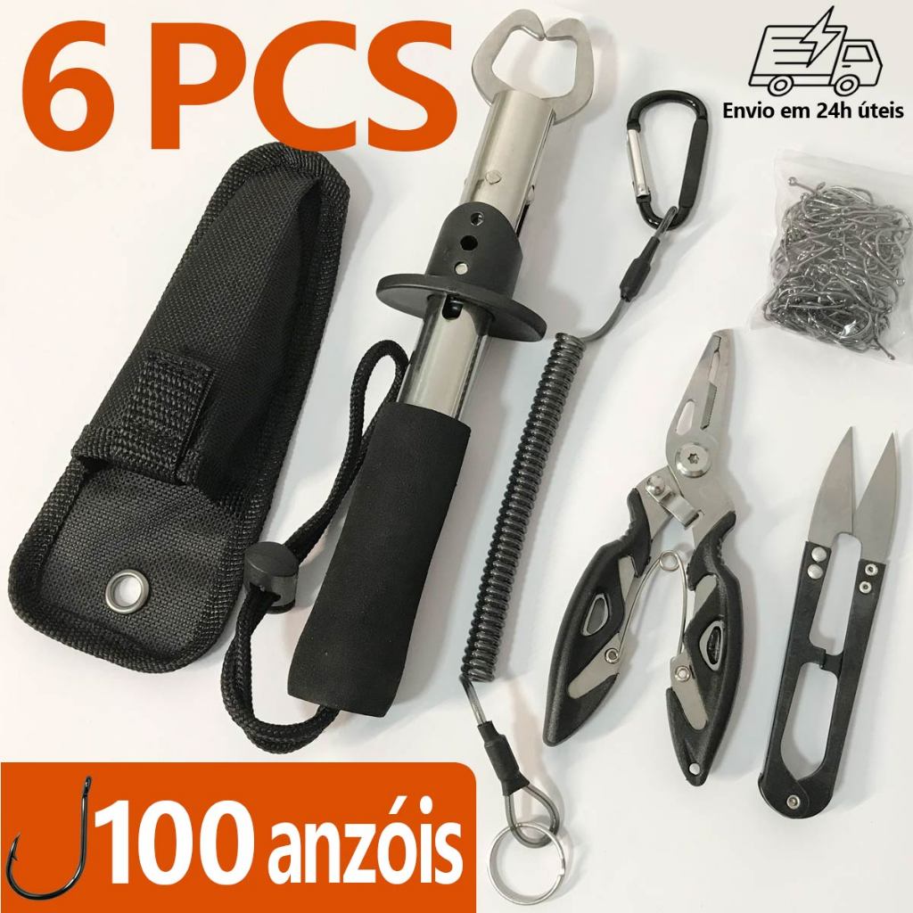 Alicate Pesca Multifuncional Kit 6 Peças c/Agarra