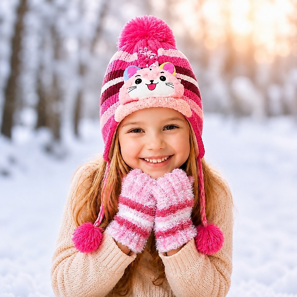 Touca Infantil Inverno Peluciada Com Protetor de O