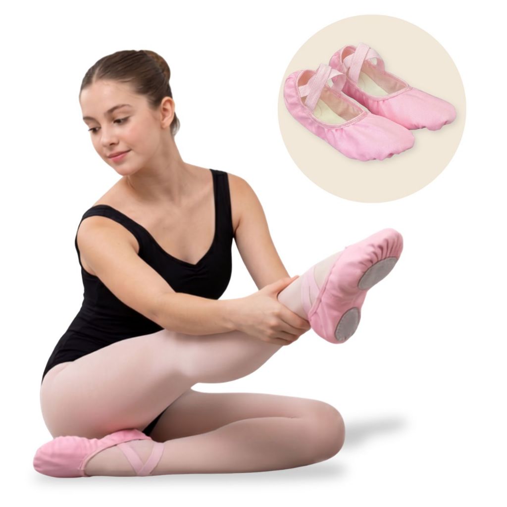 Sapatilha Ballet Lona Solado Dividido Elástico Cr
