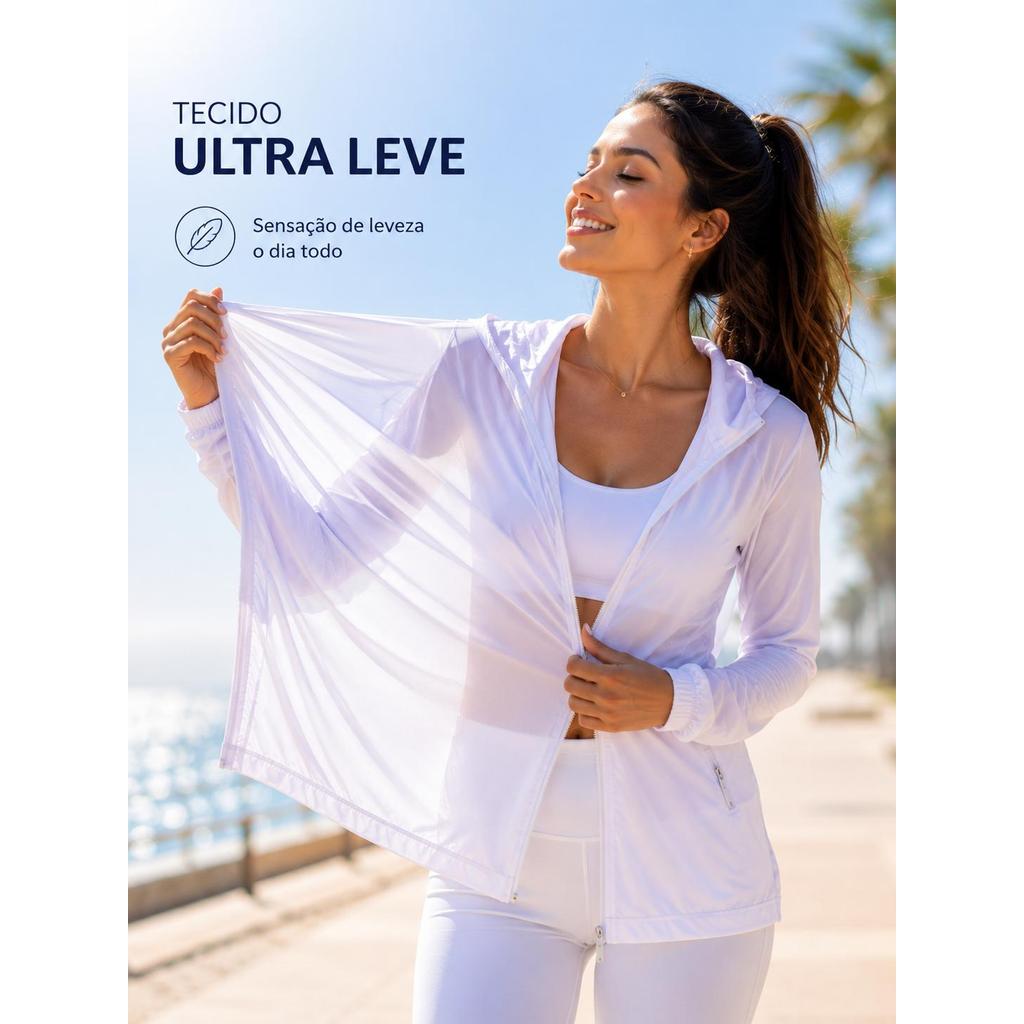 Jaqueta Feminina UV 50+ Ultraleve com Capuz Prote