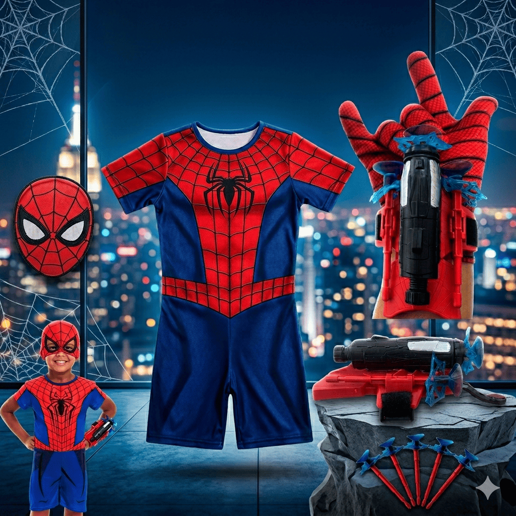 Kit Fantasia Infantil Herói com Lançador de Teia