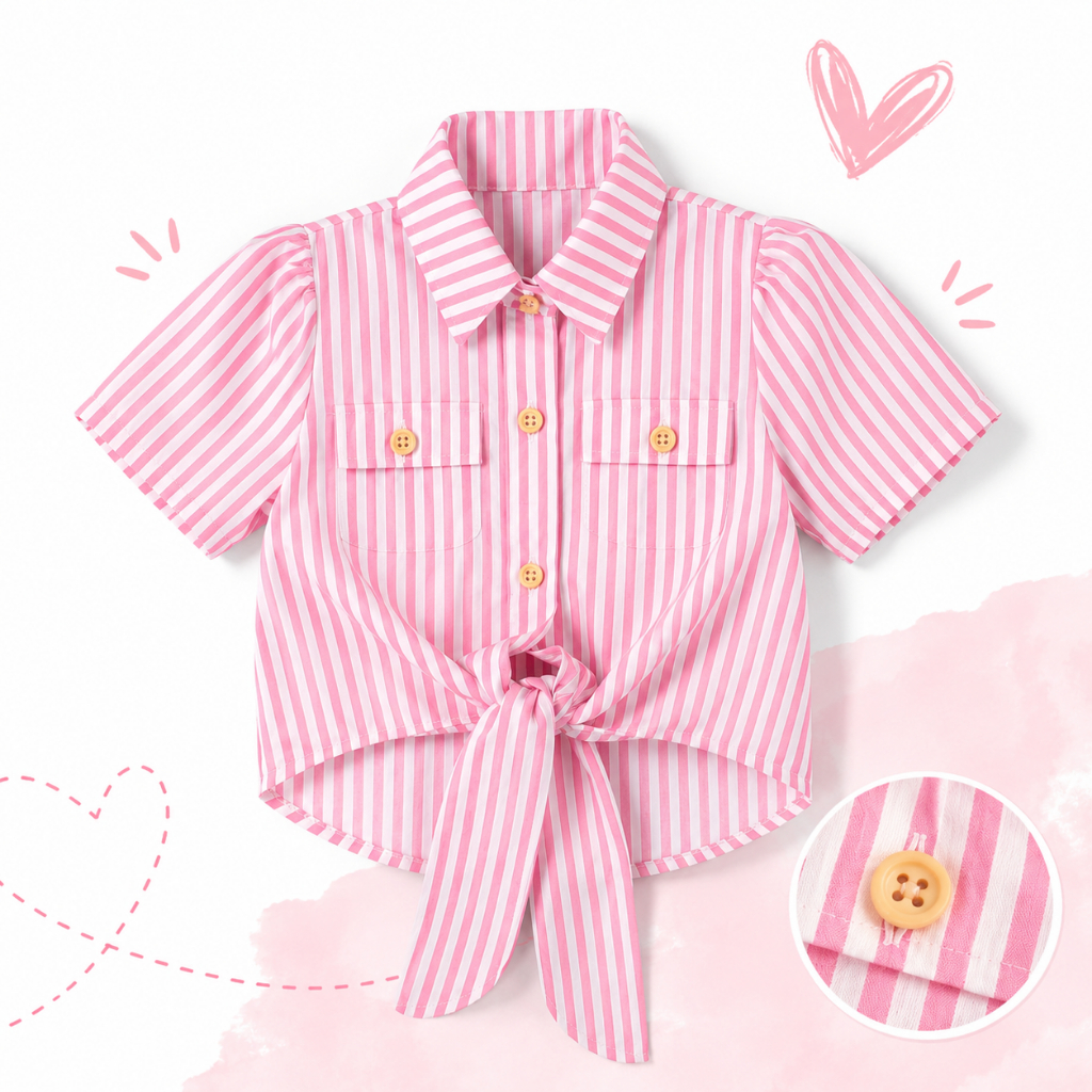 Blusa Listrada Infantil Menina Com Amarração Fro