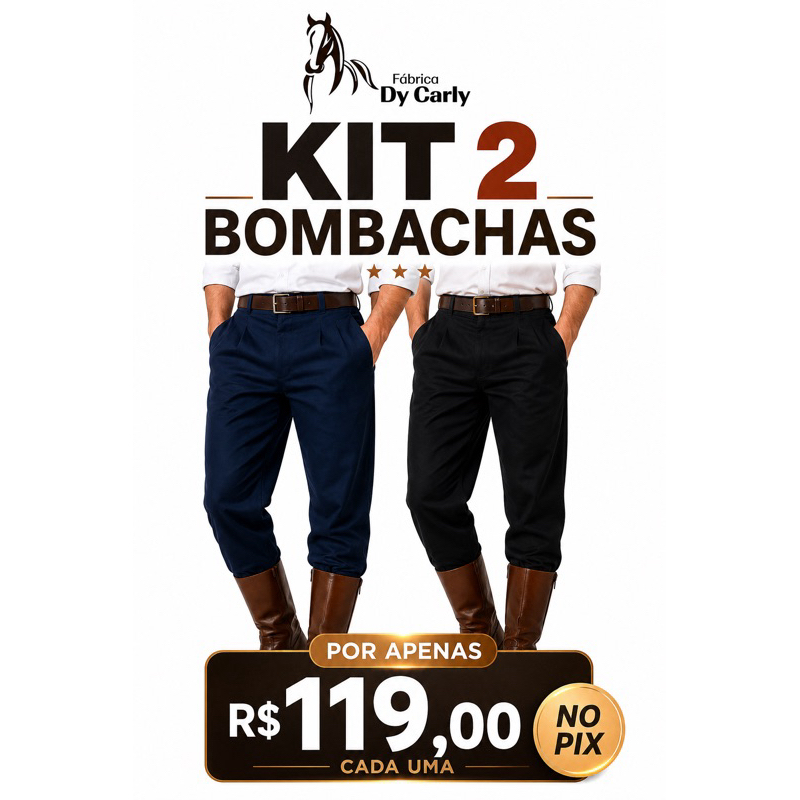 kit 2 calca bombachas masculina campeira larga com