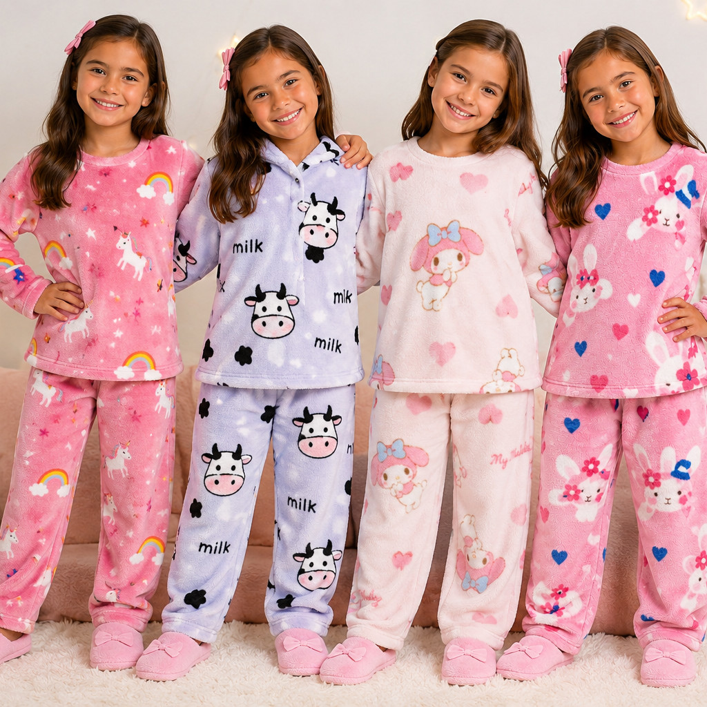 Pijama Infantil Peluciado Soft Fleece Longo Invern