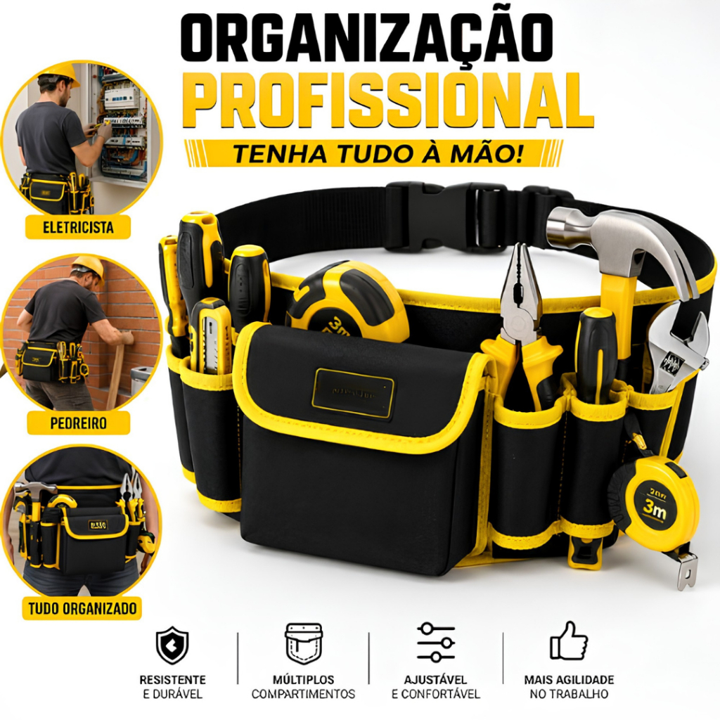 Bolsa Cinto para Ferramentas Tecido Oxford Multibo