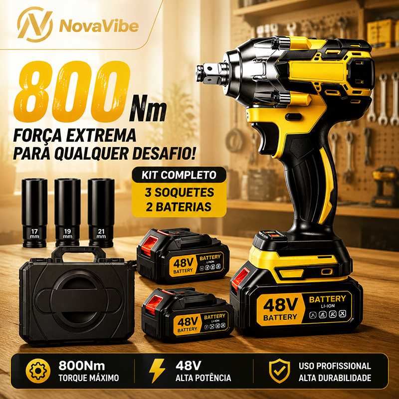 Parafusadeira Chave de Impacto 48V 800Nm Elétrica