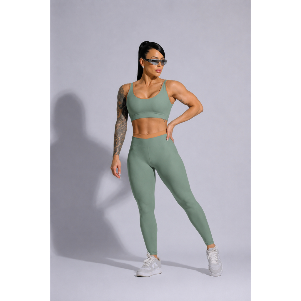 Conjunto Fitness Feminino Top + Calça Cintura Alt