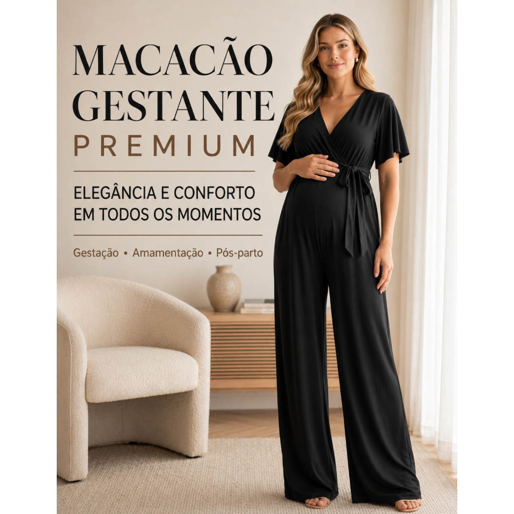Macacão Gestante Feminino Malha Premium Amamenta�