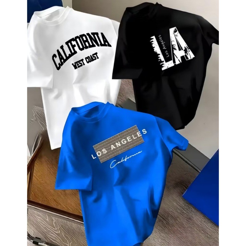Kit 3 Camisetas Infantis 100% Algodão Gola Redond