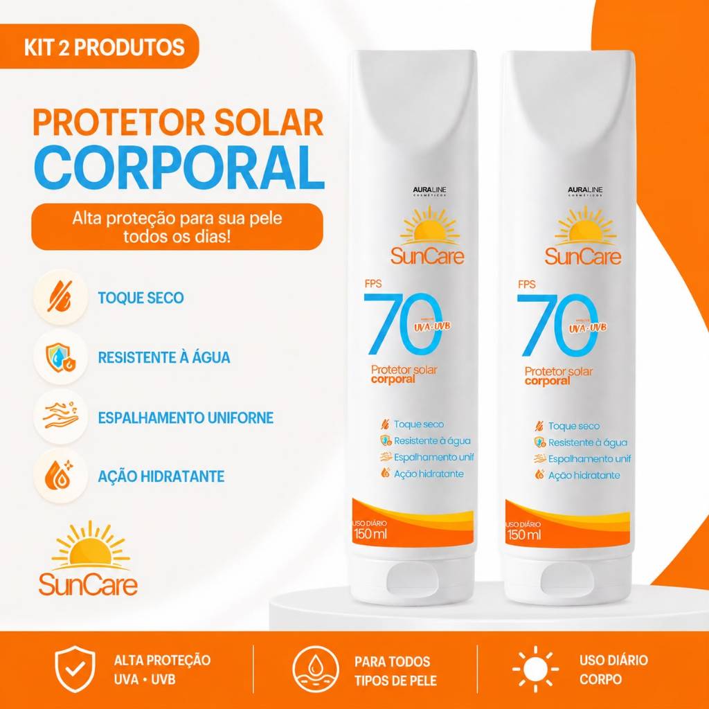 Kit 2 Protetores Solar Corporal FPS 70 SunCare 150