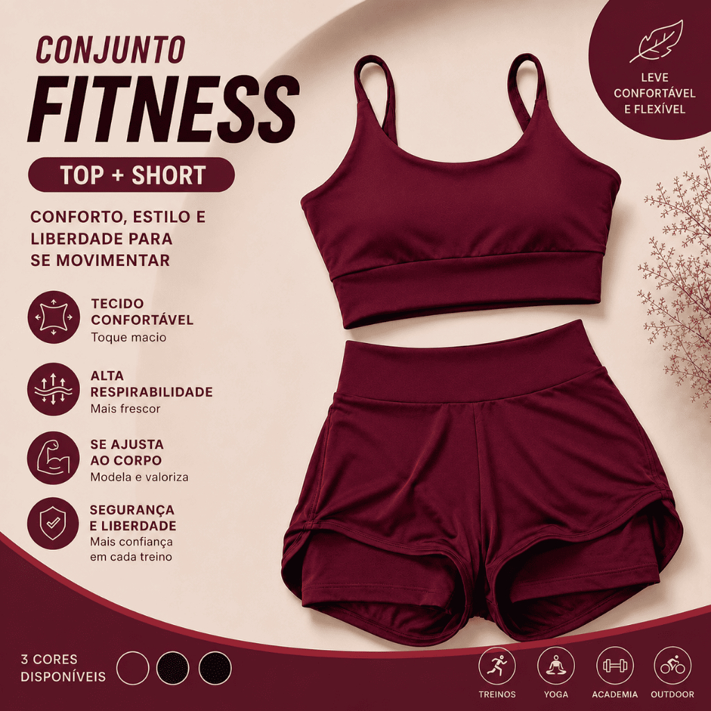 Conjunto de Academia Feminino Short Duplo Dryfit P
