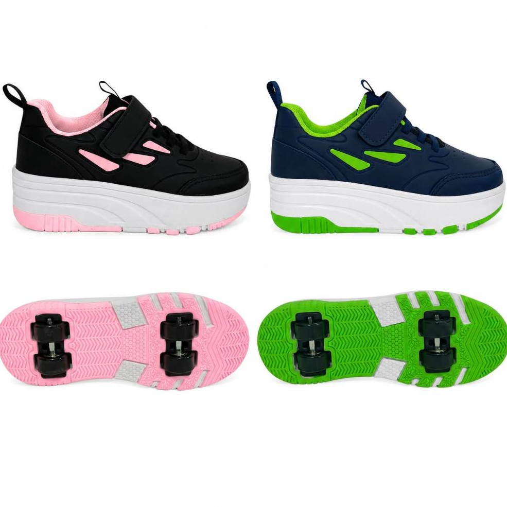 Tênis Infantil 2 Rodinha Skate Menino Menina Prom