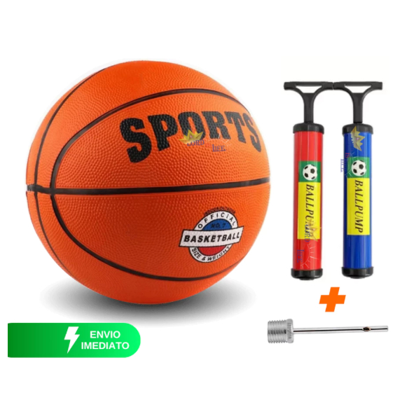 KiT Bola Basquete Tamanho Oficial + Bomba Inflar B