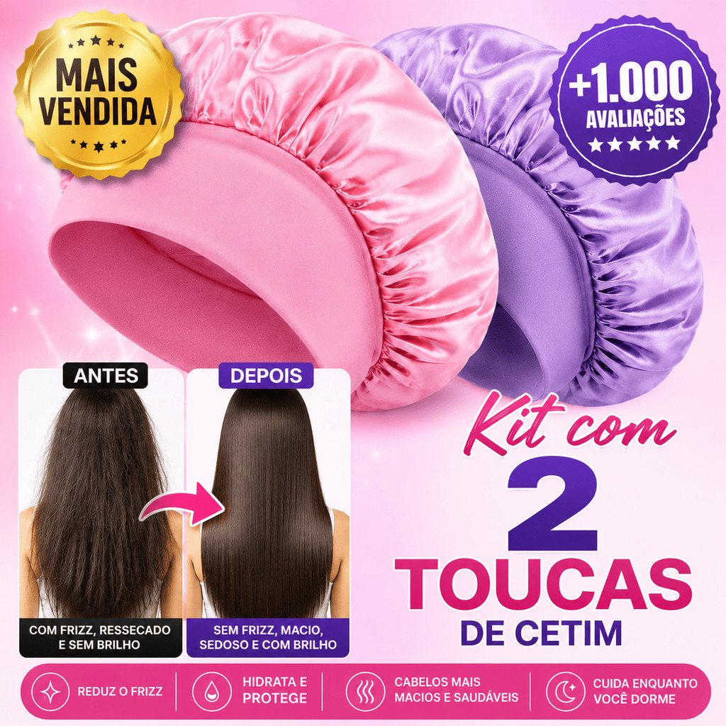 Touca de Cetim Anti Frizz para Dormir Proteção C