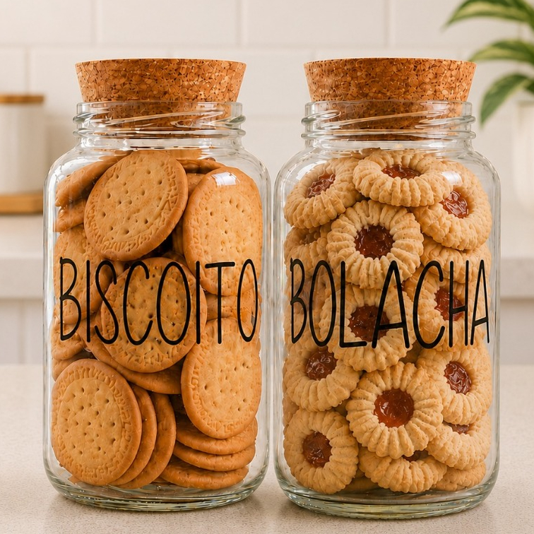 2 Potes de Vidro Biscoito + Bolacha 830 ml | Pote 