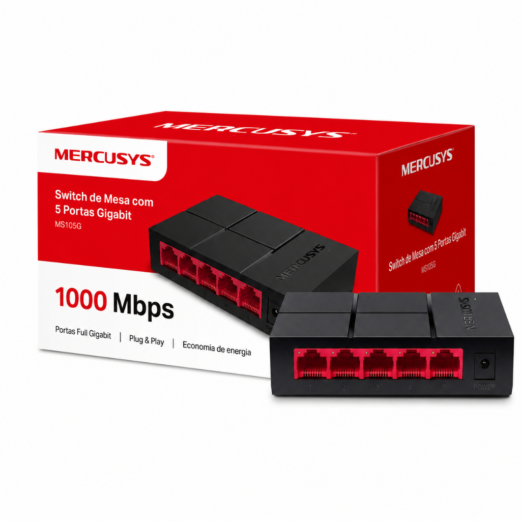 Switch de Mesa Ms105g com 5 Portas Gigabit 10/100/