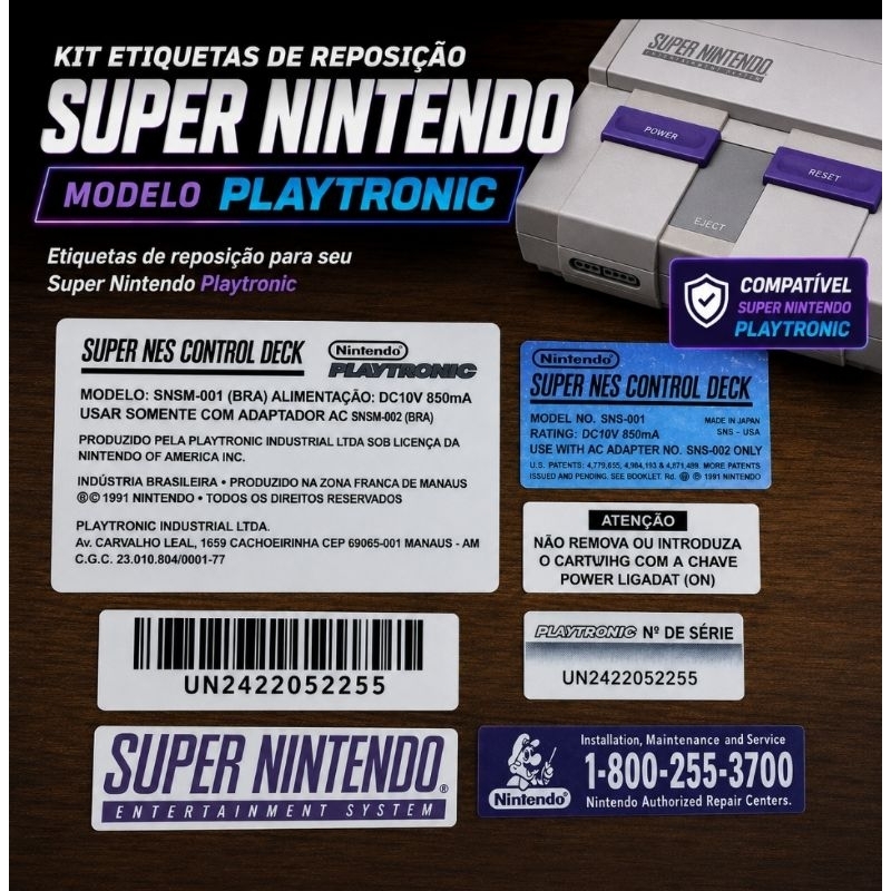 Etiquetas adesivo para reposição super nintendo