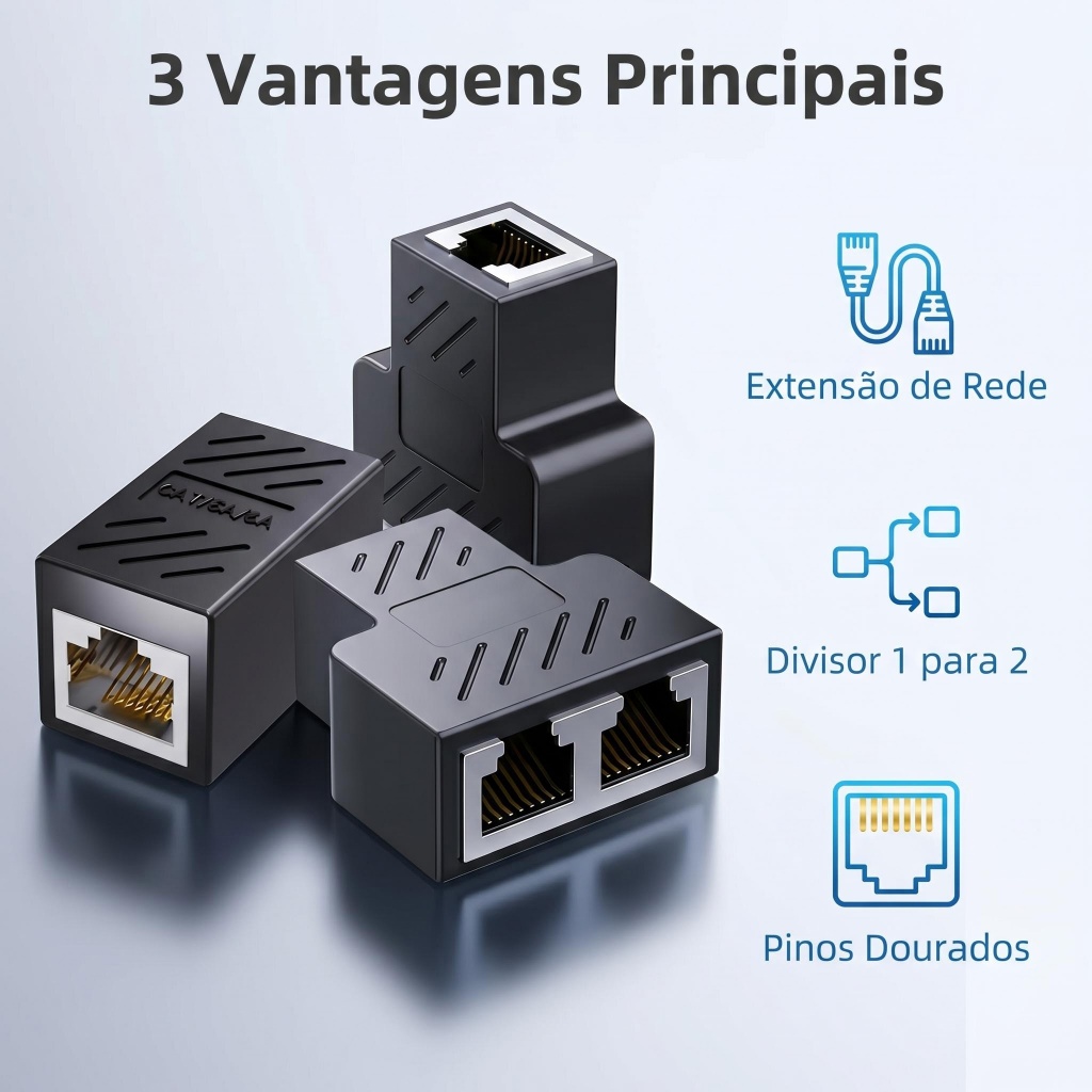 Adaptador Distribuidor Cabo de Rede 1×2 RJ45 