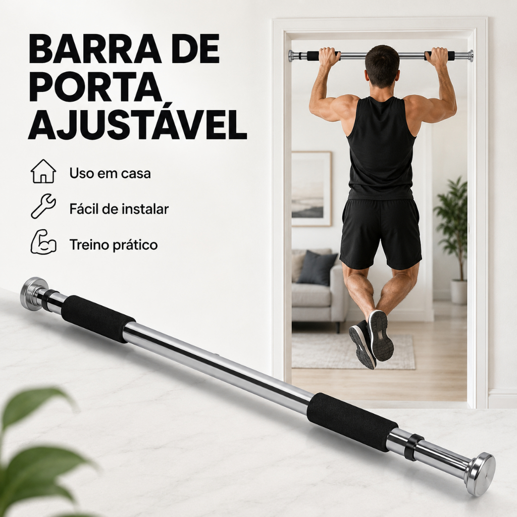 Barra Fixa De Porta Ajustável Sem Furar Exercíci