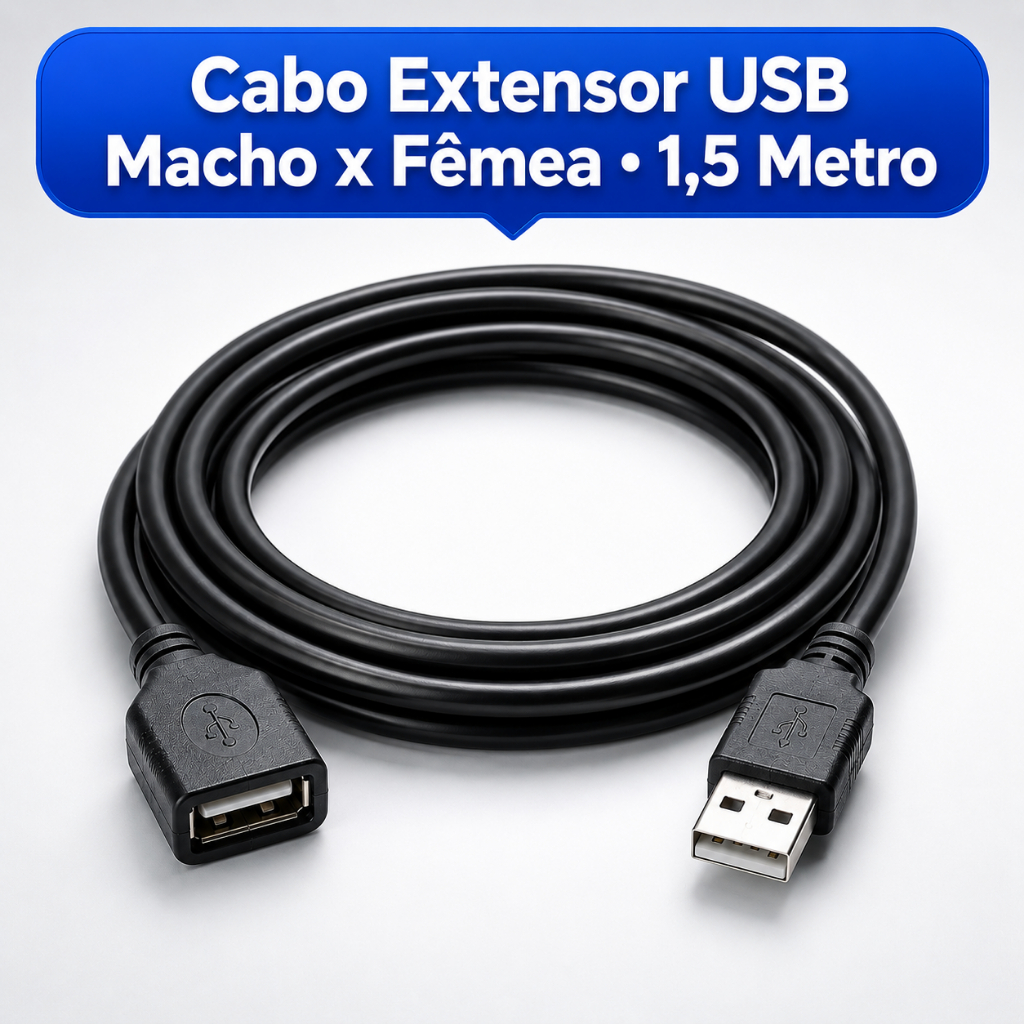 Cabo Extensor USB 2.0 1,5m USB Macho para USB Fêm