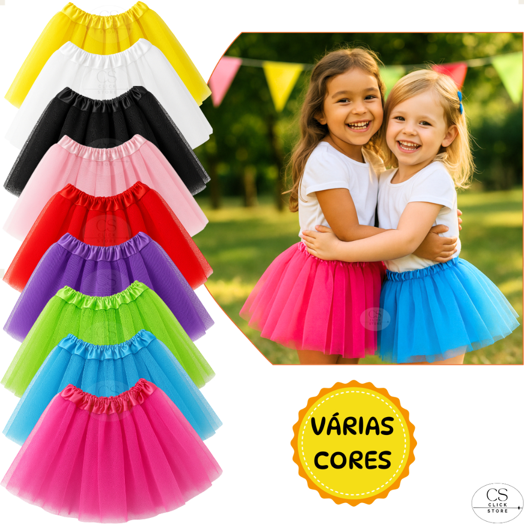 Saia Tule Tutu Infantil 30cm Fantasia Carnaval Fes