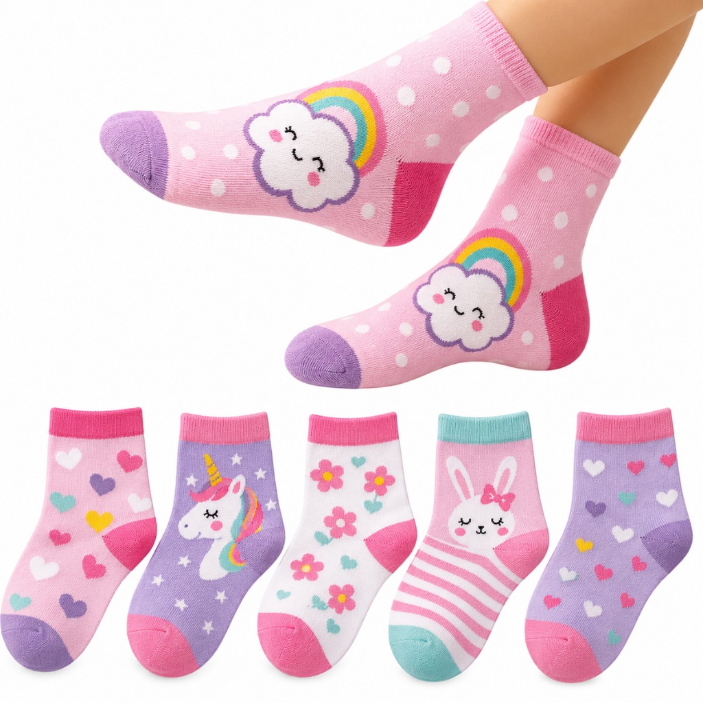 Kit Pares de Meias Infantil Menina Bebê Recém Na