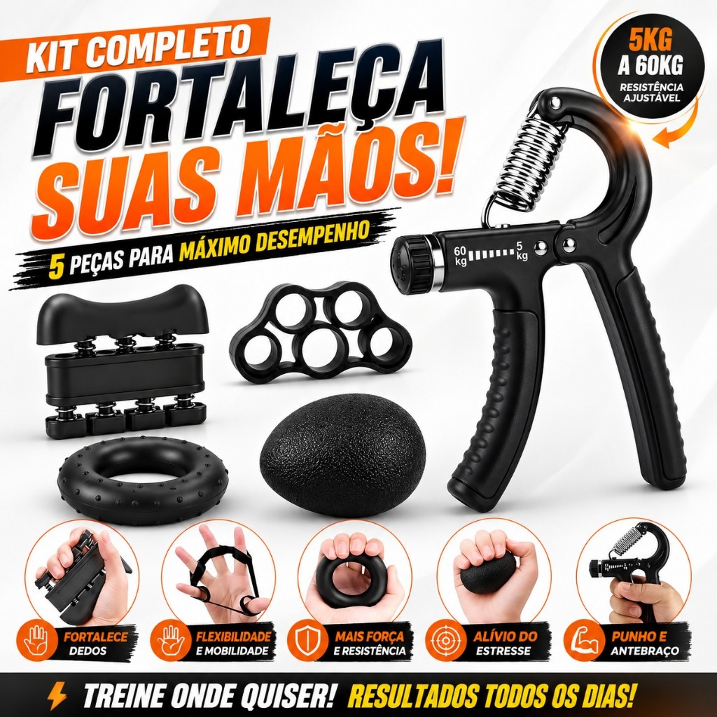 Kit Fisioterapia para Mãos e Dedos 5 Peças Compa