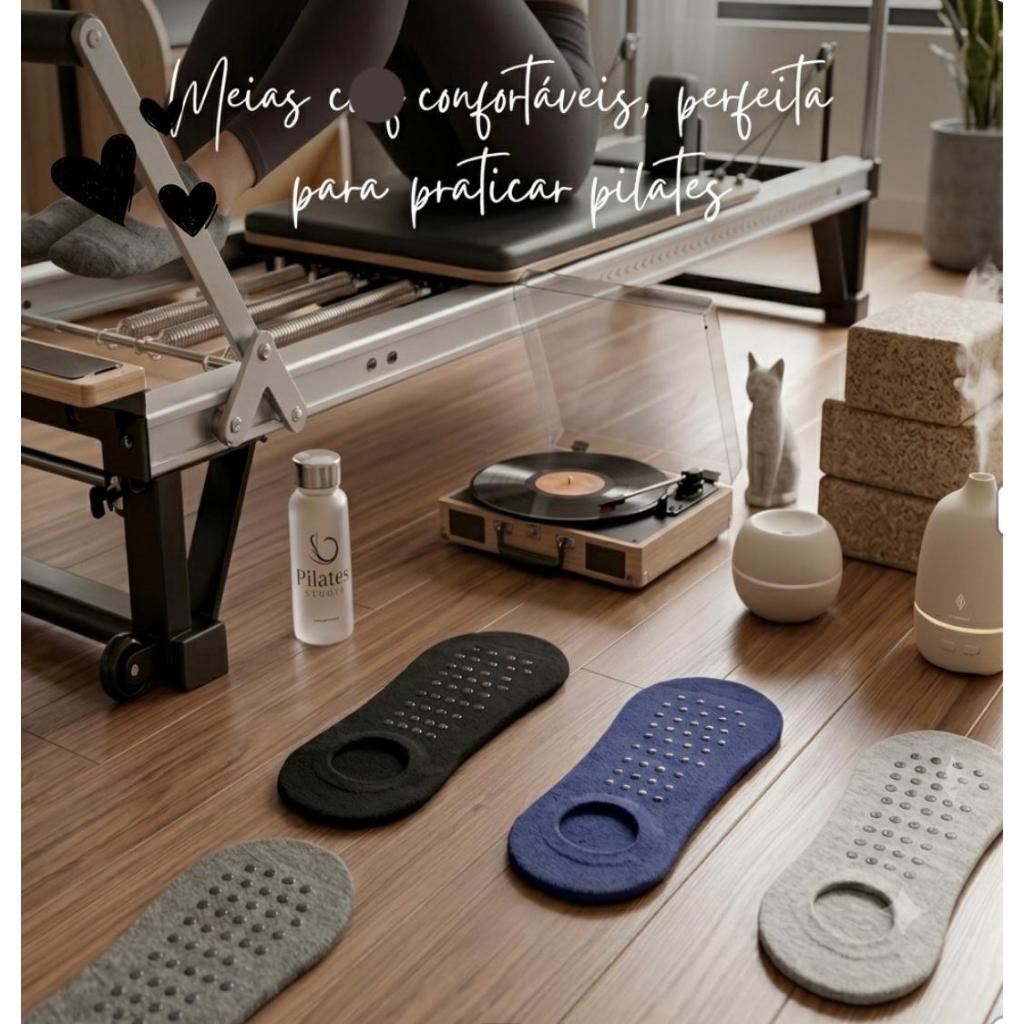 Kit 3 Meias Pilates Yoga Antiderrapante Unissex Fe