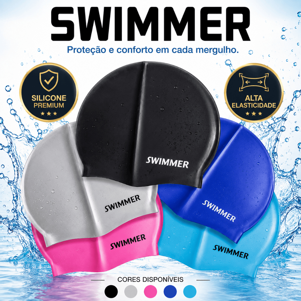 Touca de Natação Silicone Impermeável SWIMMER A
