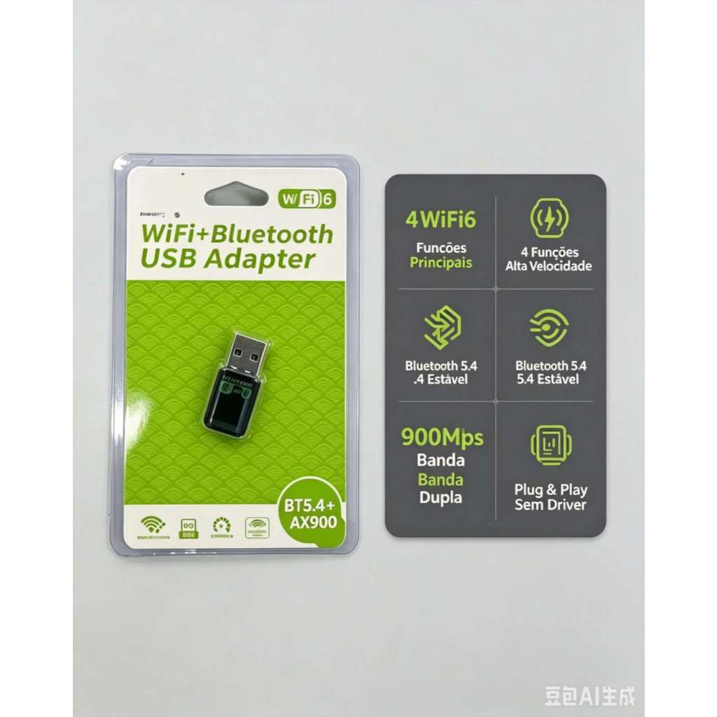 Adaptador USB Wi-Fi 6 + Bluetooth 5.4 AX900Mbps  C