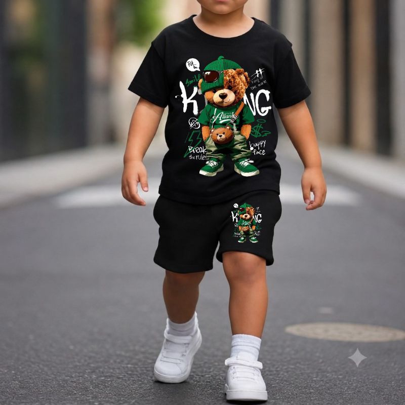 conjunto de moda de verão para meninos com estamp