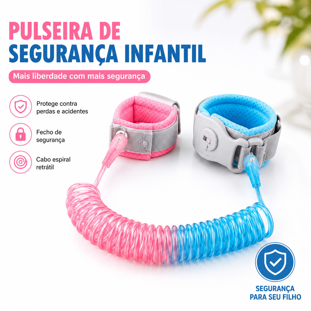 Pulseira de Segurança Infantil Retrátil Anti Per