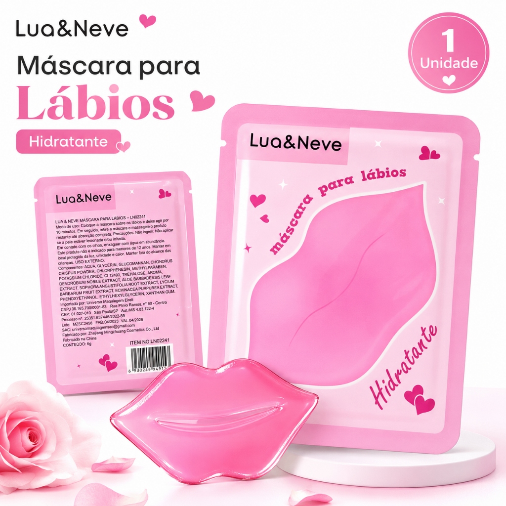 Máscara para Lábios Hidratante LuaENeve Hidrogel