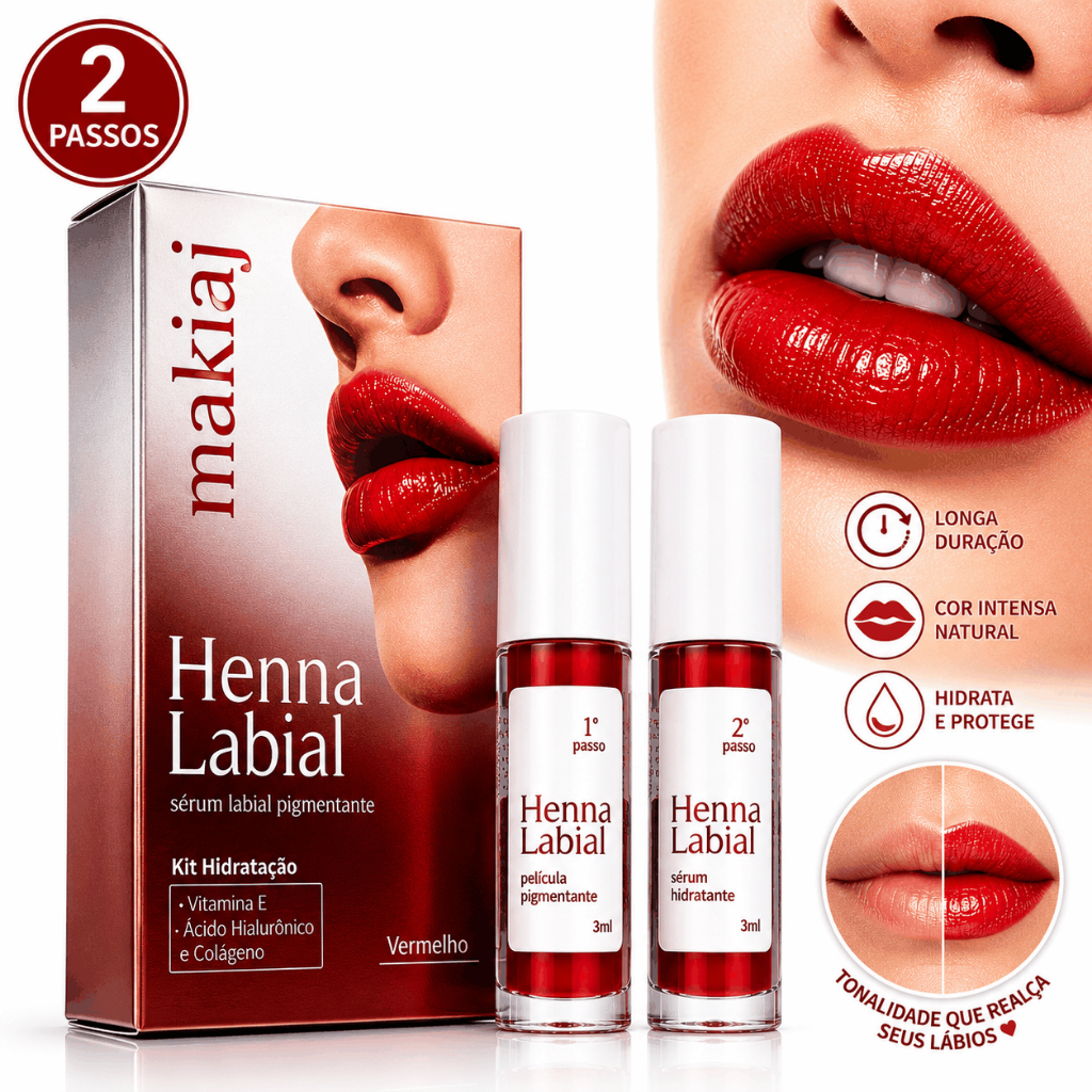 Henna Labial Lip Tint 2 Passos Sérum Labial Longa