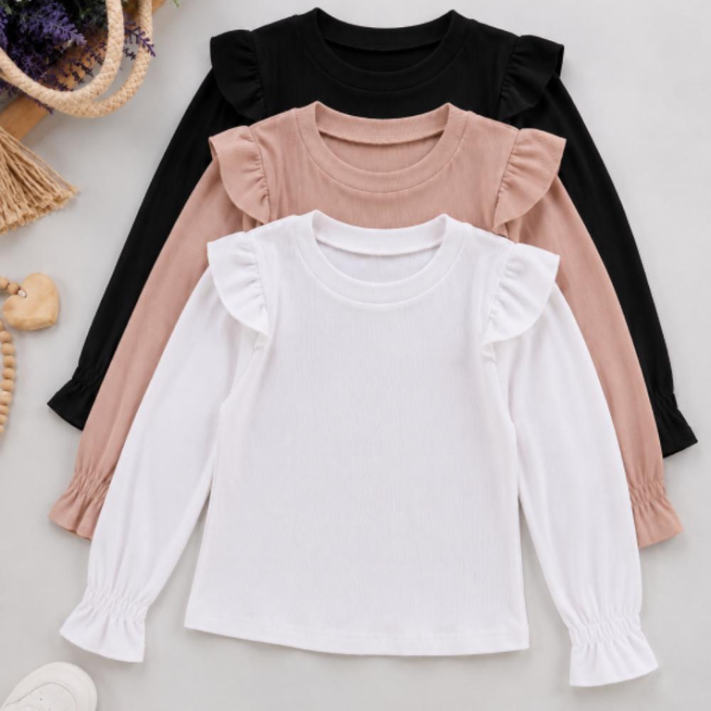 Blusa Infantil Menina Manga Longa Canelada Premium